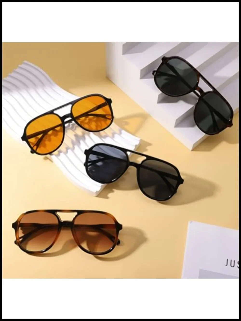 4 Pack Retro Polarized Aviator Sunglasses Square Oversized Vintage UV Protection
